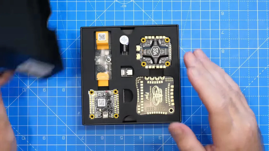 An overview shot of the SpeedyBee F405 V5 flight controller.