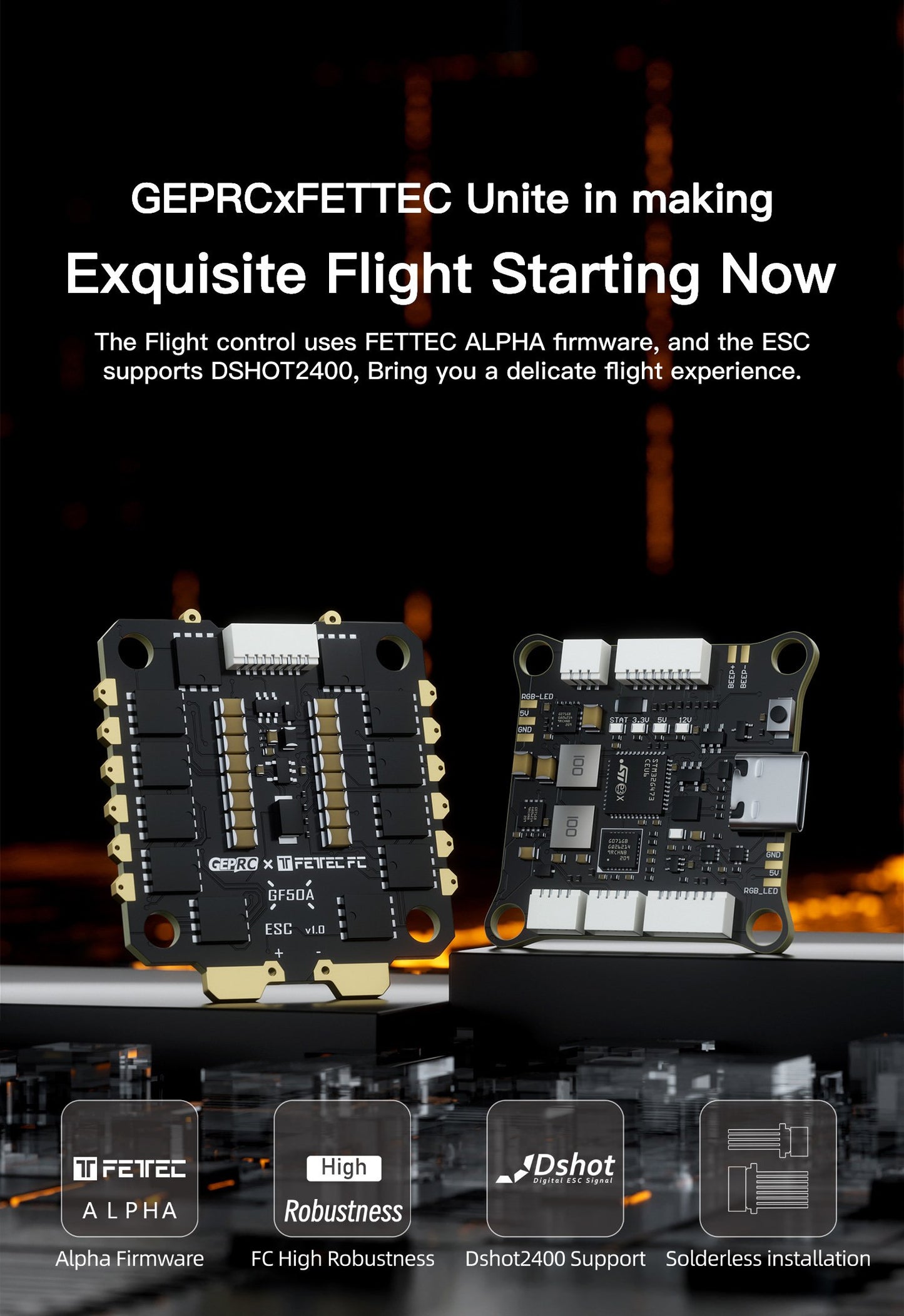 GepRC FETtec GF50A 4-in-1 DShot2400 ESC