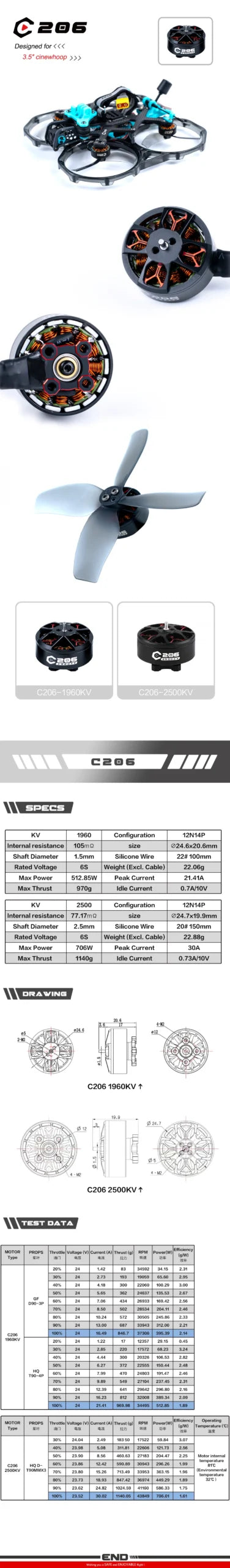 Axisflying C206 2006 2500kV Brushless Motor