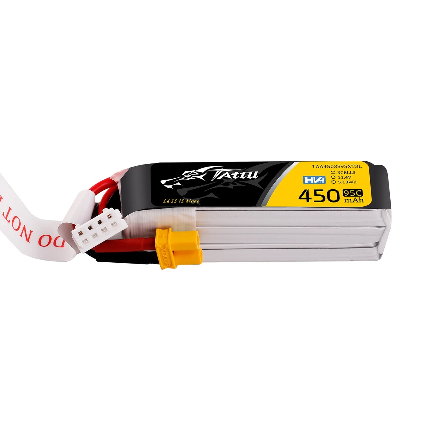 Batterie Lipo Tattu 450mAh 11.1V 75C 3S1P Longue XT30
