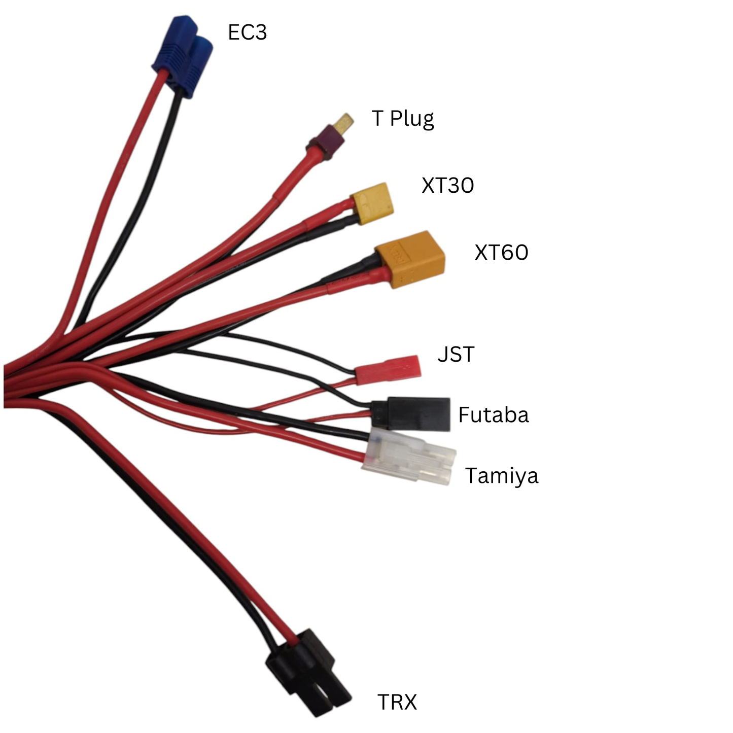 8-in-1 XT60 Plug to XT60 EC3 XT30 TRX JST FUTABA TAMIYA T Plug Charging Cable