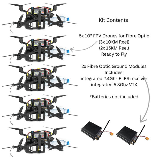 10" Fibre Optic FPV Drone Training Starter Kit (5x drones)