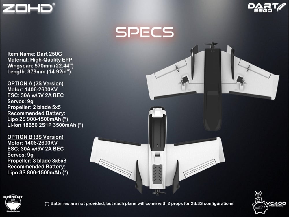 ZOHD Dart 250g FPV 570mm Wing