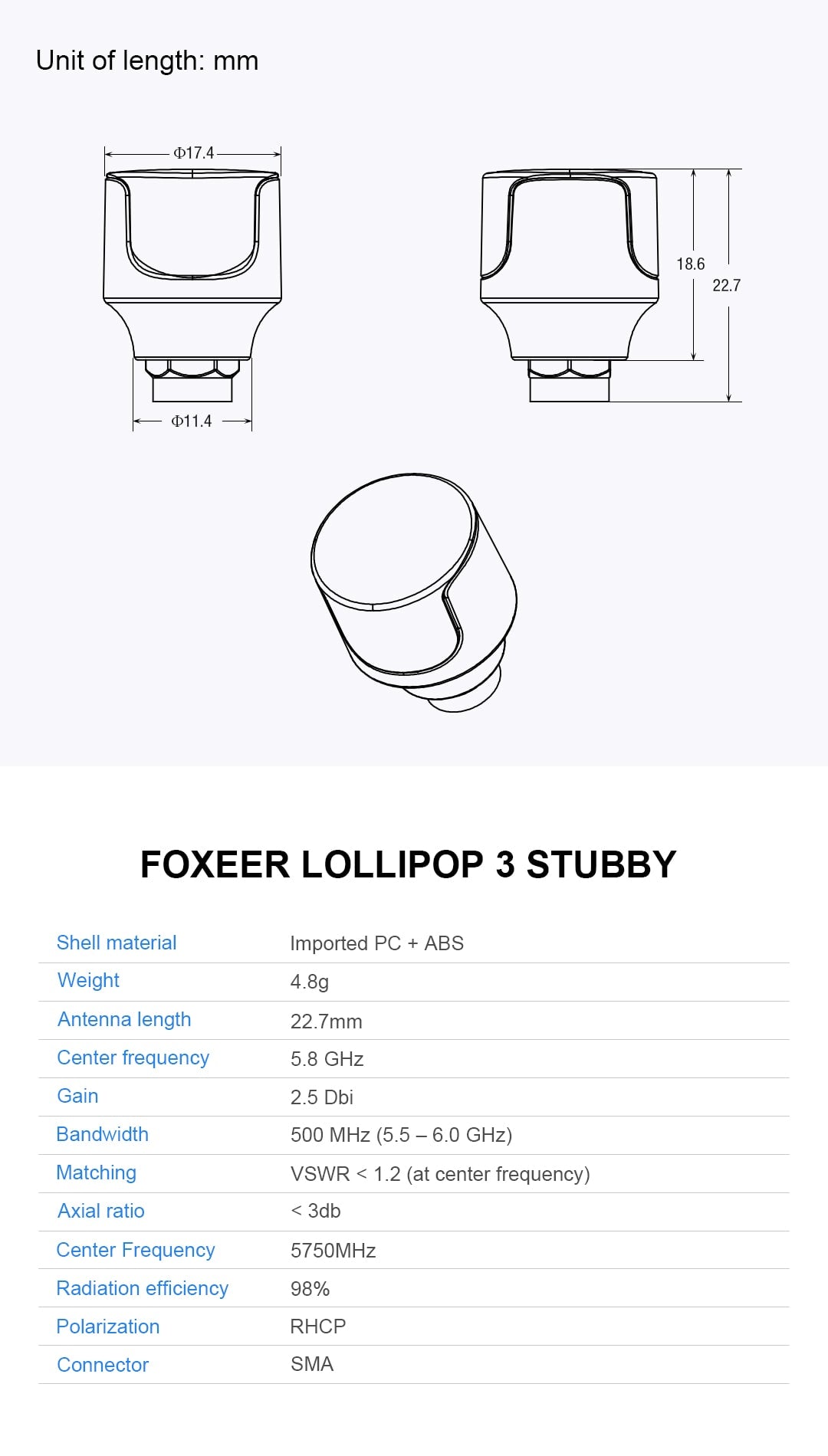 Foxeer Lollipop 3 Stubby (2x par set) (LHCP / RHCP)