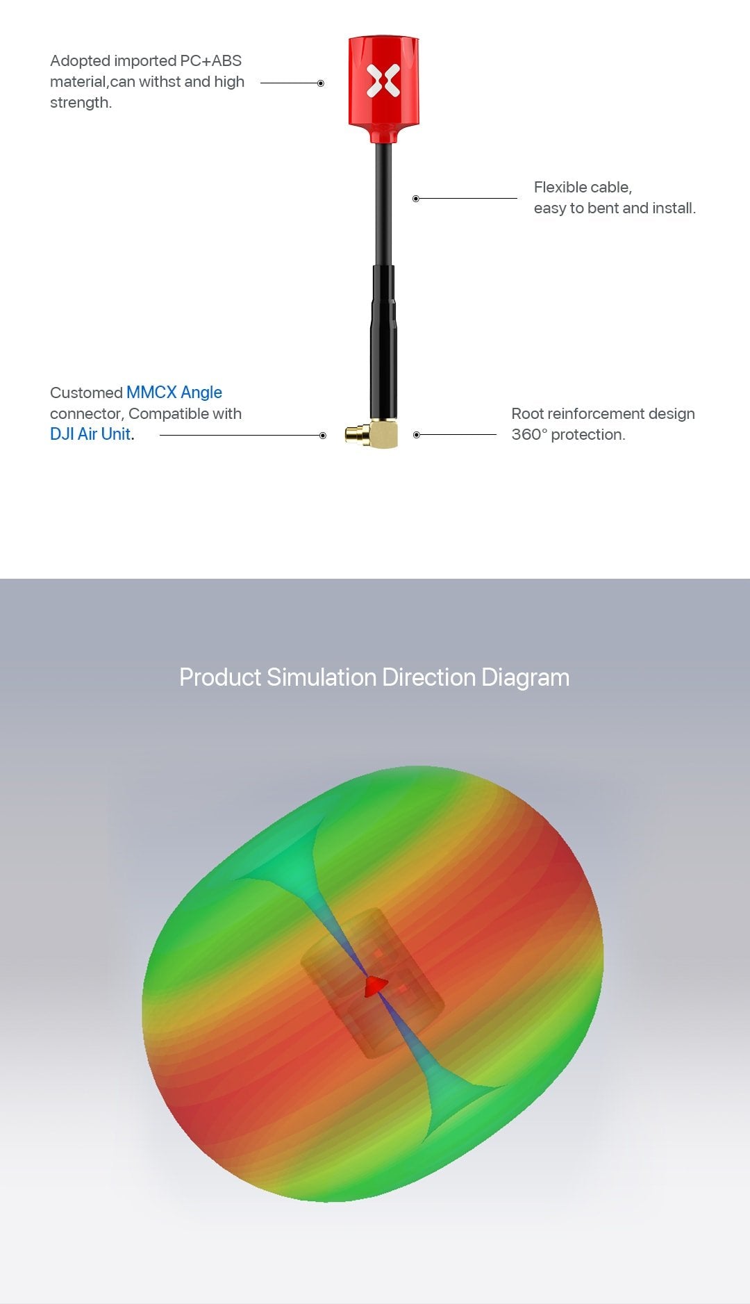 Foxeer Micro Lollipop 5.8G 2.5dBi Tiny FPV Omni Antenna (2pc)