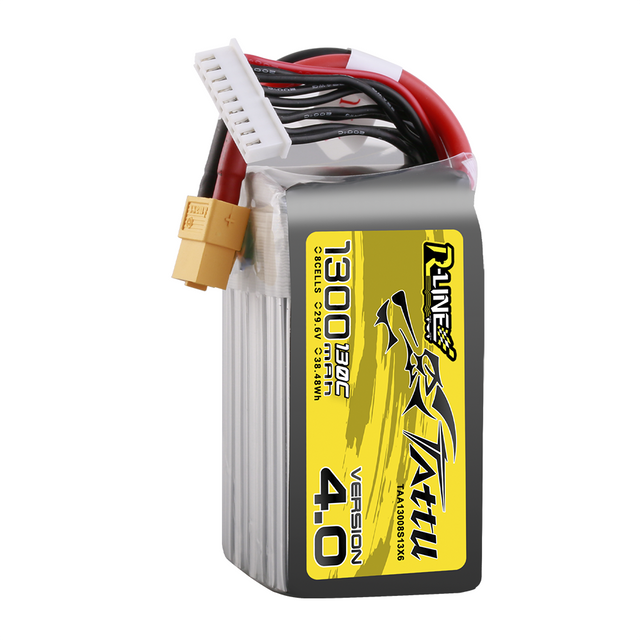 Tattu 1300mAh 8S 130C 29.6V R-Line Version 4.0 Lipo Battery Pack With XT60 Plug