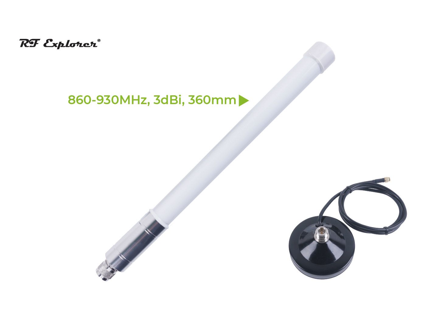 LoRa 3dBi Fiberglass Antenna Kit with base (860-930MHz 360mm) RFELA-1/389