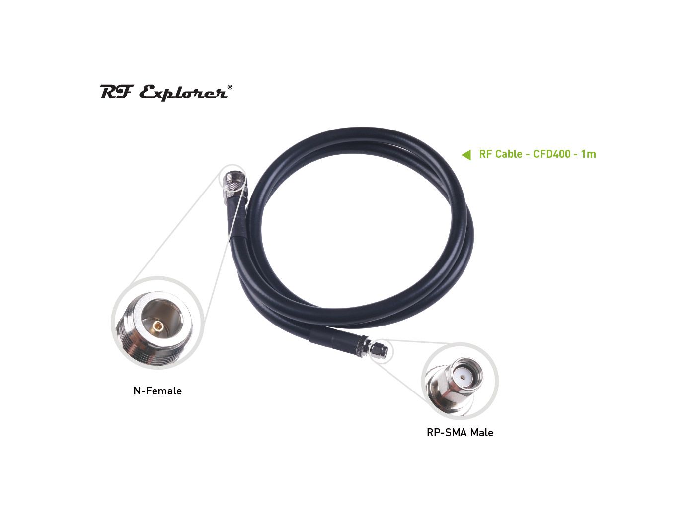RF Cable N Female to RP-SMA Male-CFD400-Black-1m