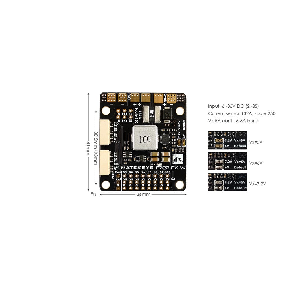 Matek PDB F722-PX-W for fixed wing (2-8S)