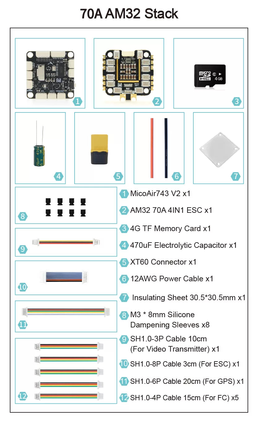 MicoAir743 H743 V2 BMI088 30.5×30.5 2-6S 55A/70A Flight Stack BlueTooth (Ardupilot/PX4/Inav/Betaflight)