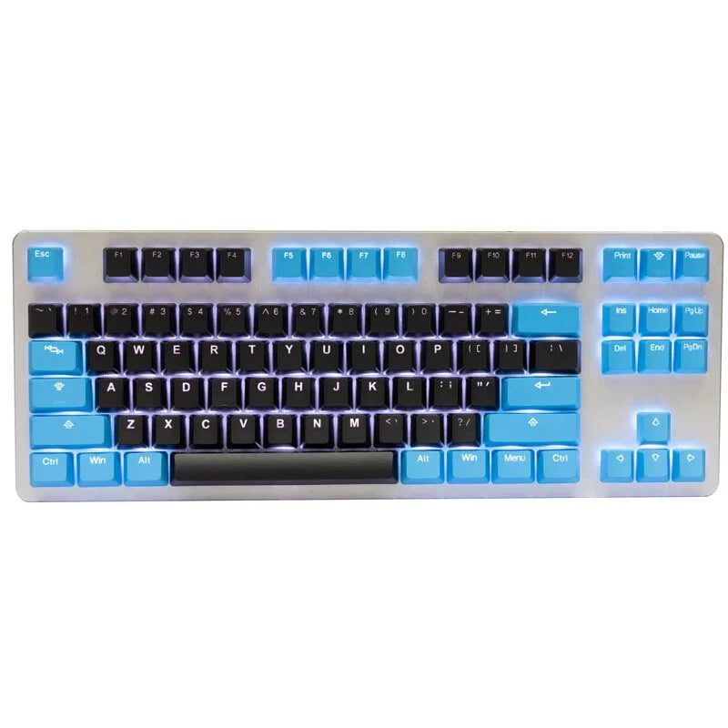 Tai-Hao Double Shot PBT Backlit Keycaps - Black + Deep Sky Blue