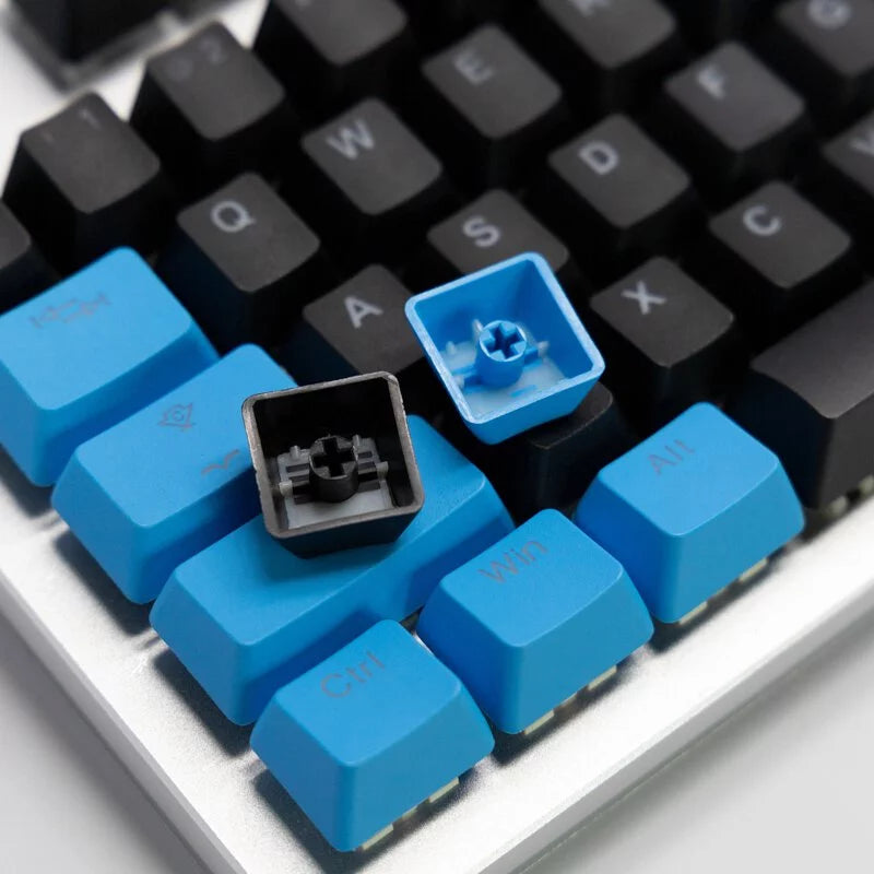 Tai-Hao Double Shot PBT Backlit Keycaps - Black + Deep Sky Blue