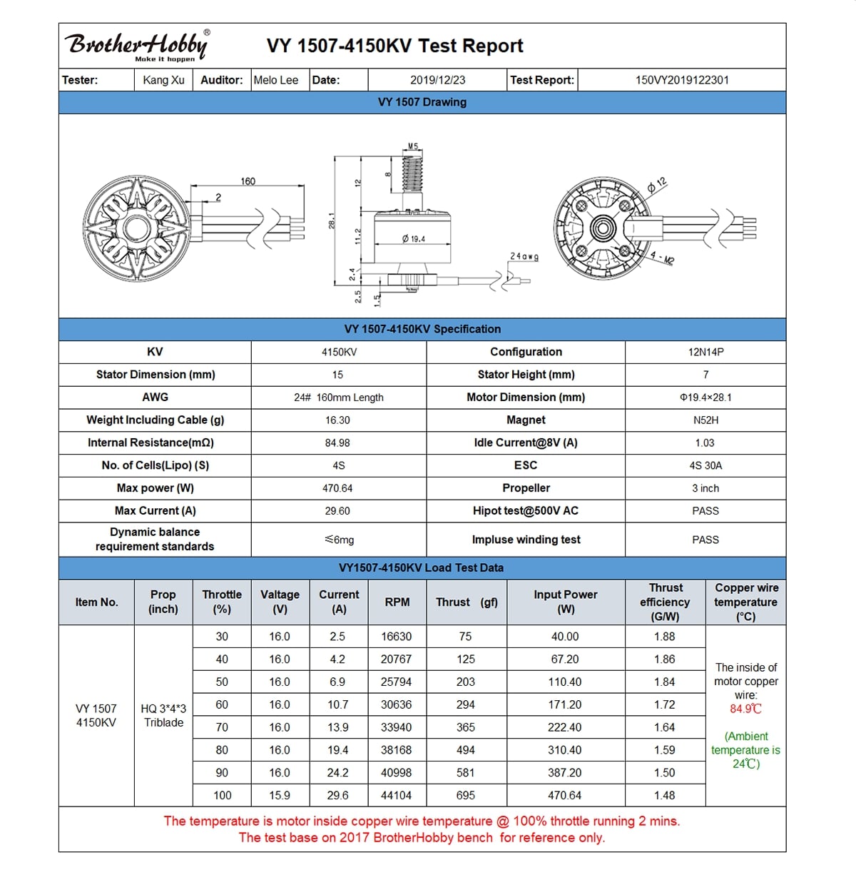 BrotherHobby VY 1507 Motor (3100Kv, 4150Kv) 3-6S