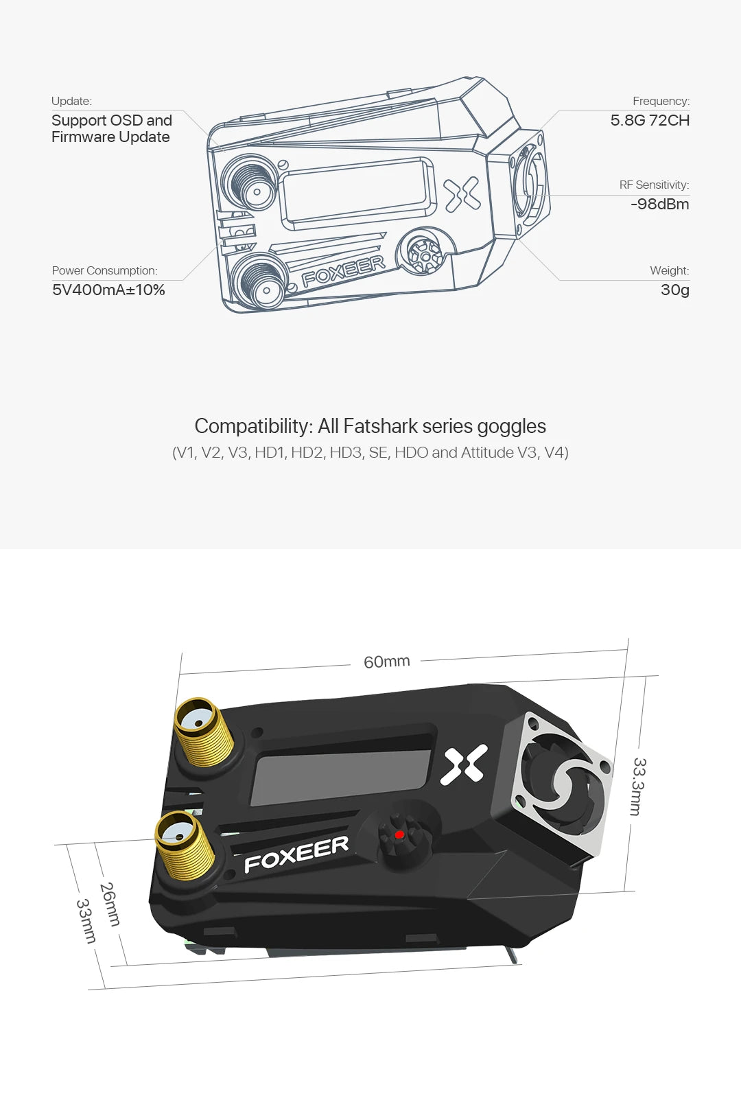 Foxeer Wildfire 5.8Ghz RX Module
