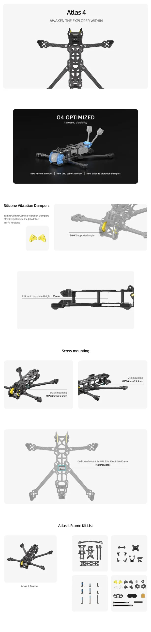 FlyFish RC Atlas 4 O4 LR FPV Frame