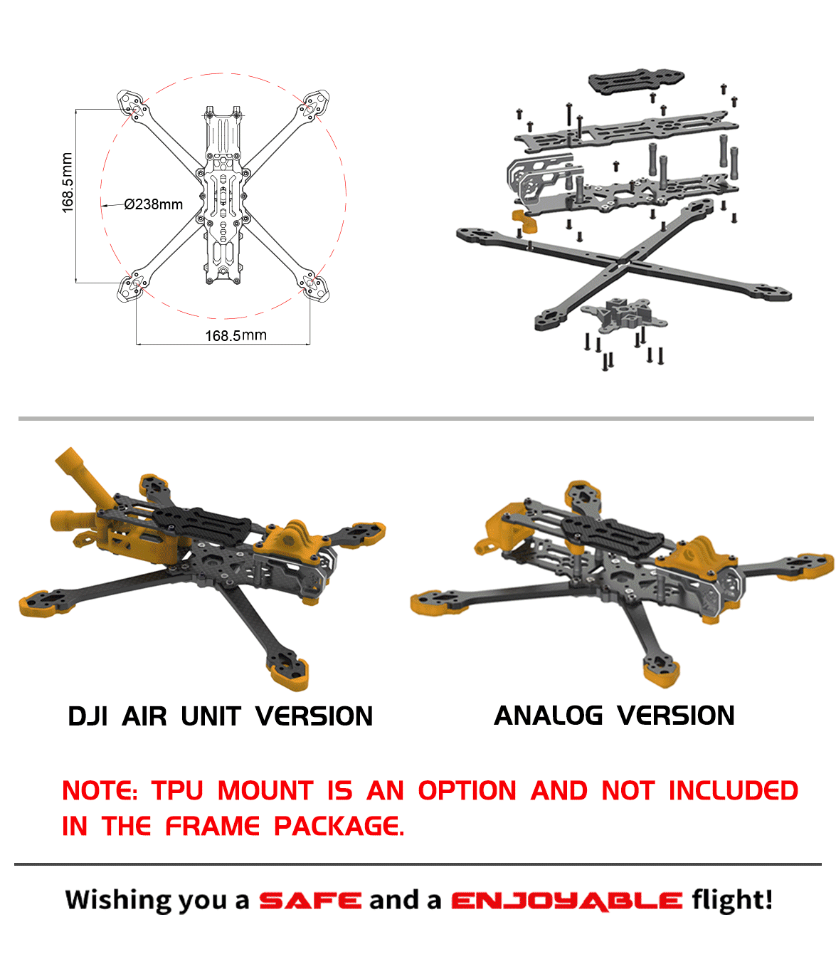 Axis Manta 5 TrueX Freestlye Quadcopter Frame