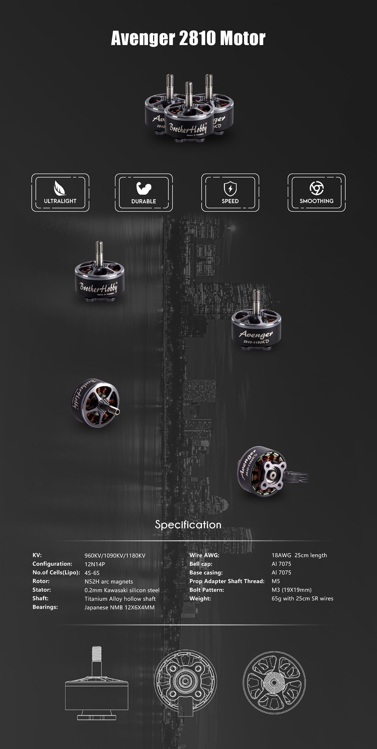 BrotherHobby Avenger 2810 Motor (860kV, 1180kV, 1500kV)