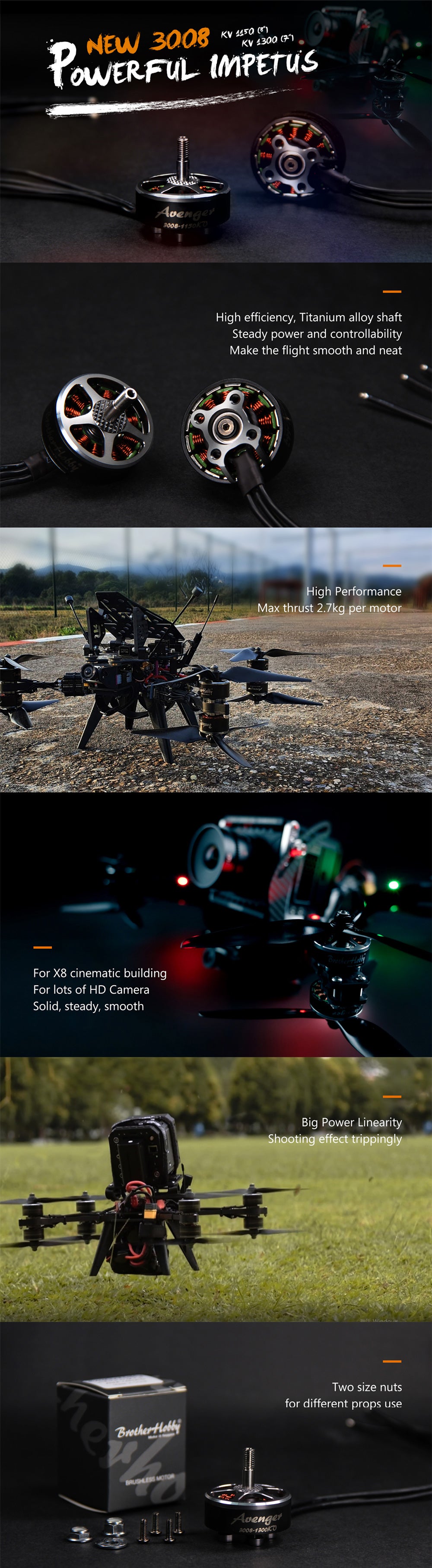 BrotherHobby Avenger 3008 Motor (1150kV, 1300kV, 1500kV, 1900kV)