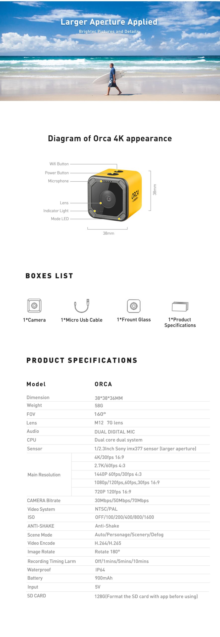 Caddx Orca 4K HD Action Camera