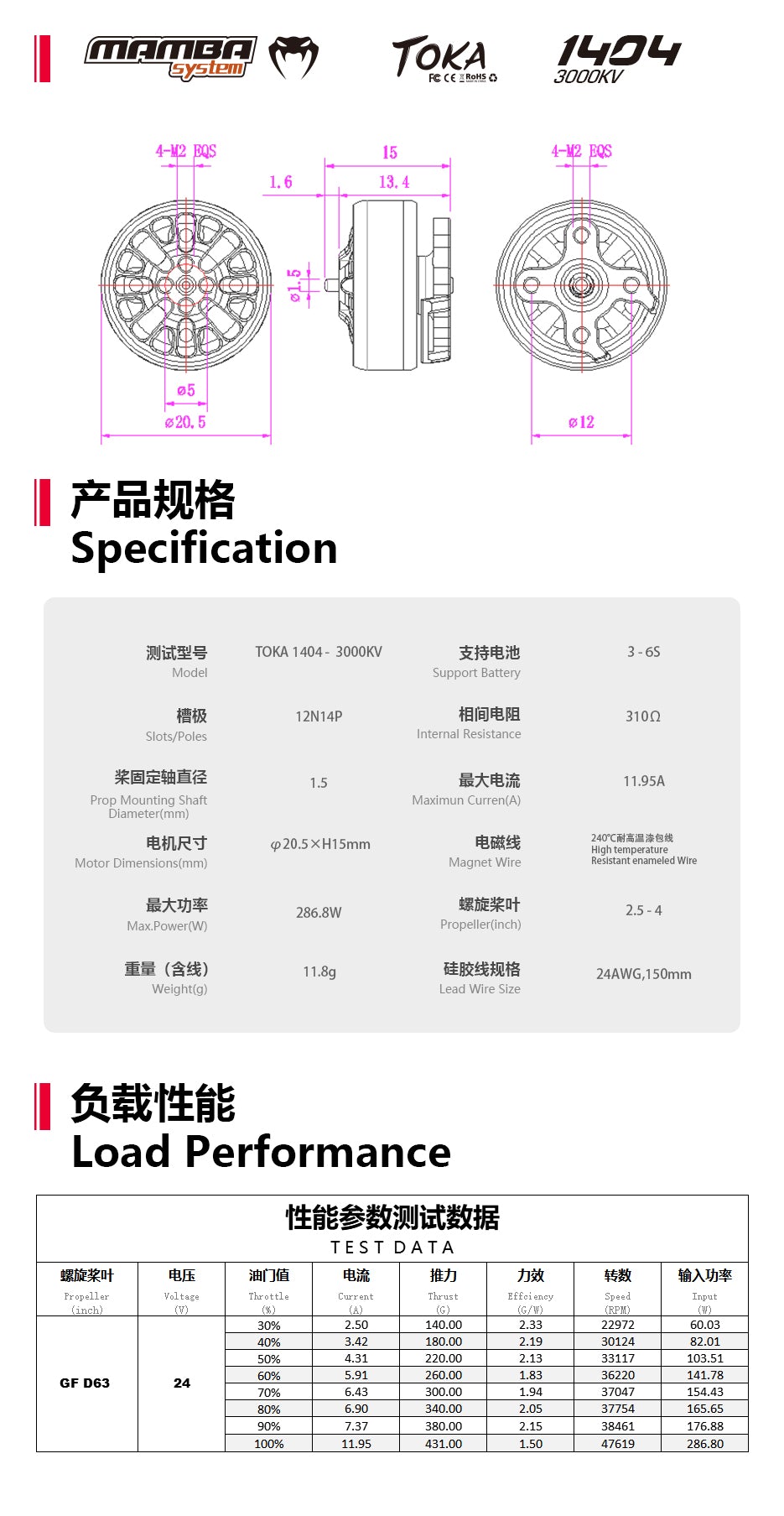 Diatone Mamba Toka 1404 Motor (3000kV / 4000kV)