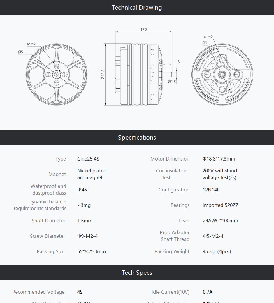 Cine25 Combo 4S 2.5" FPV Motors (4pc)
