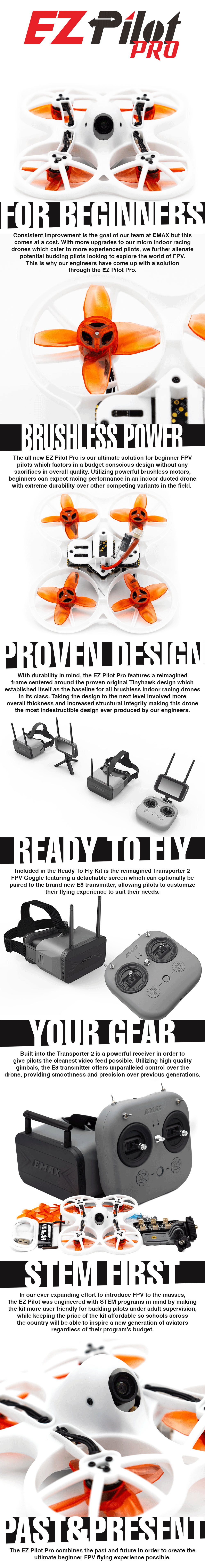 EMAX EZ Pilot Pro Beginner FPV Drone RTF Kit (RTF Bundle)