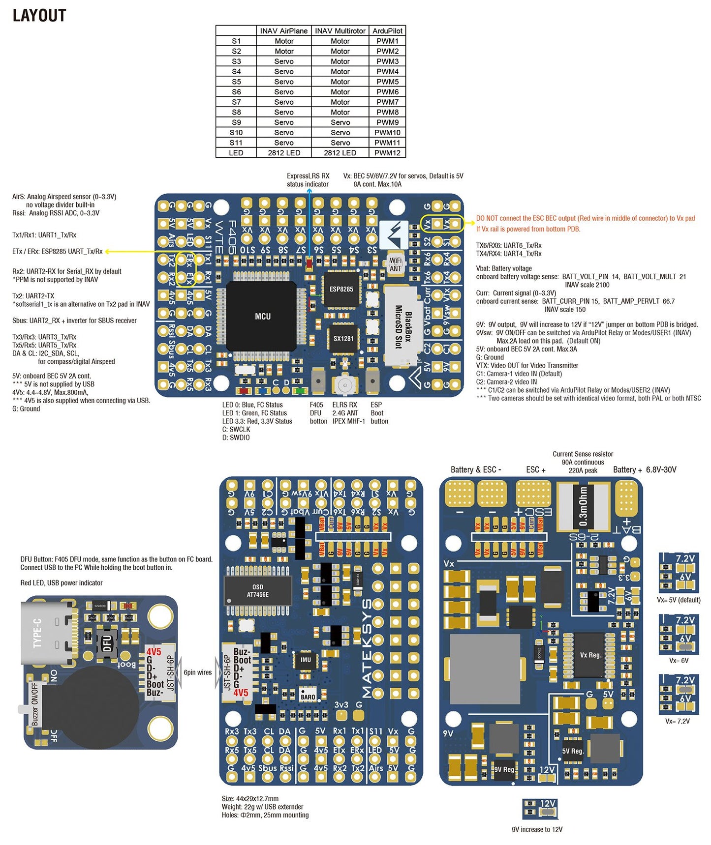 Matek F405-WTE ELRS Wing Flight Controller