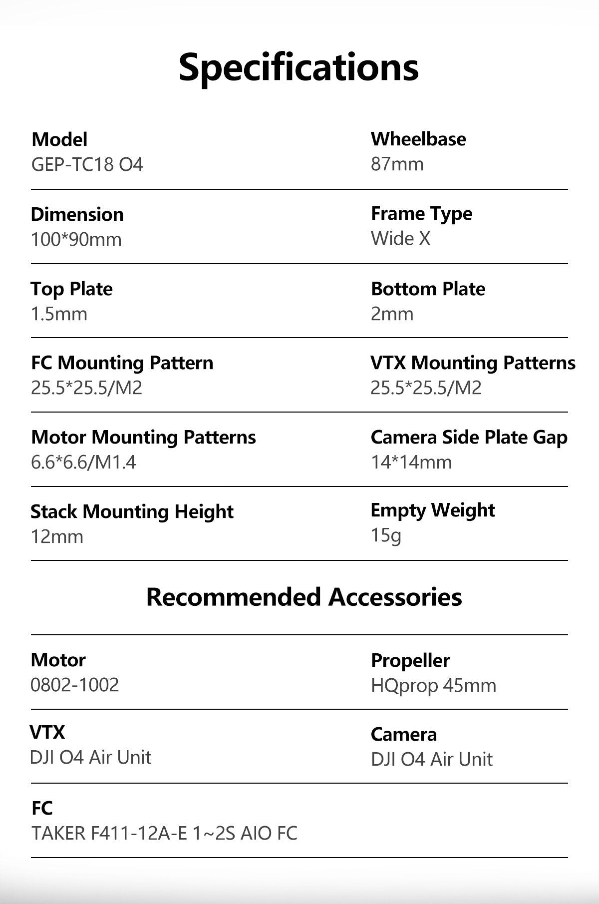 GEPRC GEP-TC18 O4 HD Frame