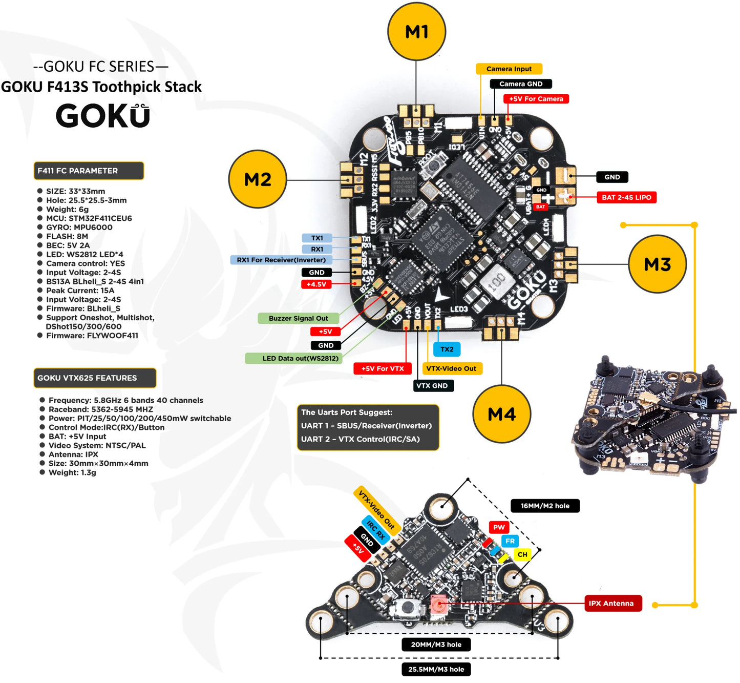 Flywoo GOKU GN 413 20A AIO V2.1 (MPU6000)