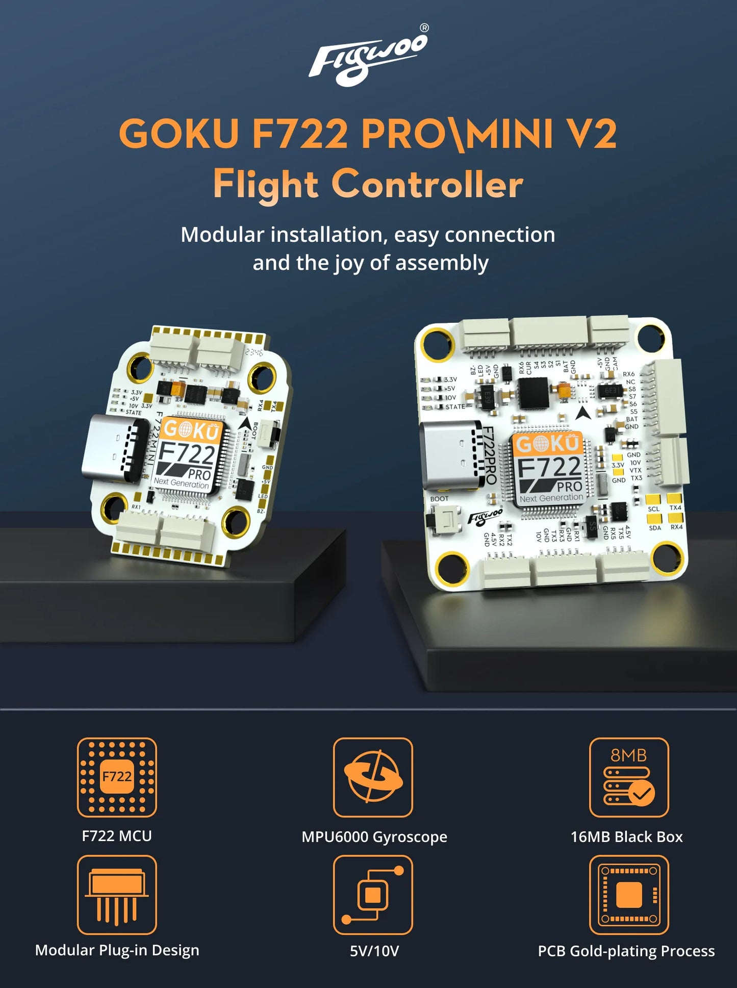 Flywoo GOKU F722 Pro V2 55A AM32 32-Bit Stack