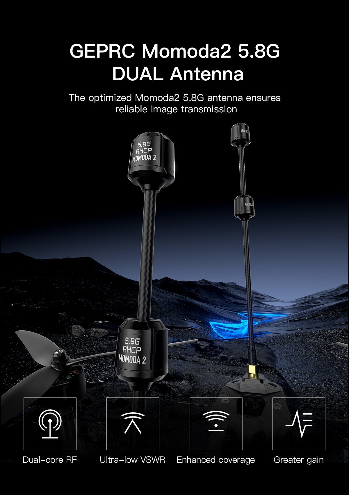 GepRC Momoda2 5.8G RHCP Dual Antenna