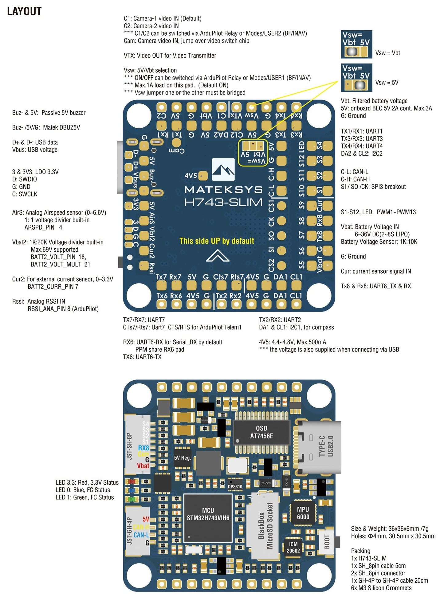 Matek H743-SLIM V3 Flight Controller