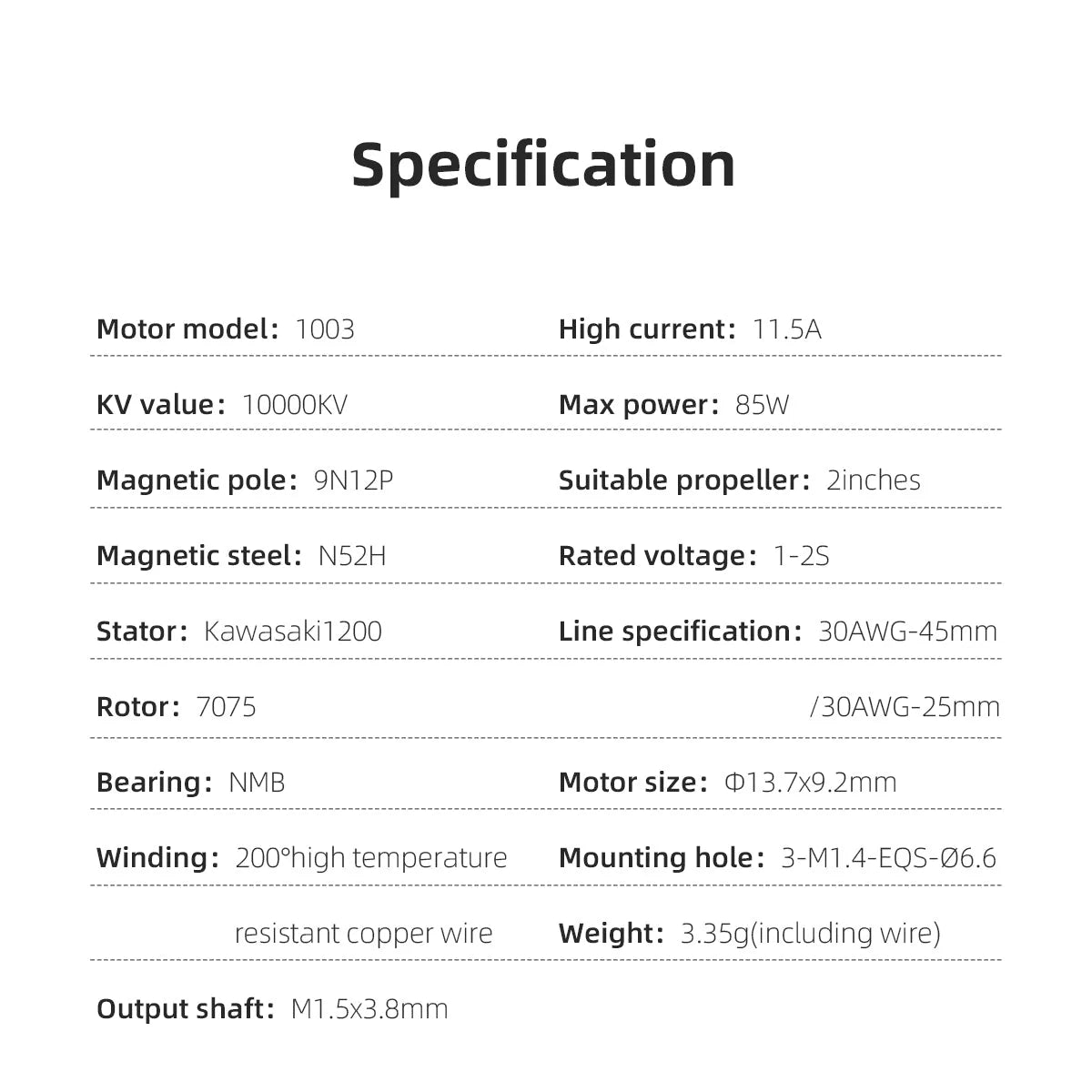 HGLRC SPECTER 1003 10000KV Brushless Motor