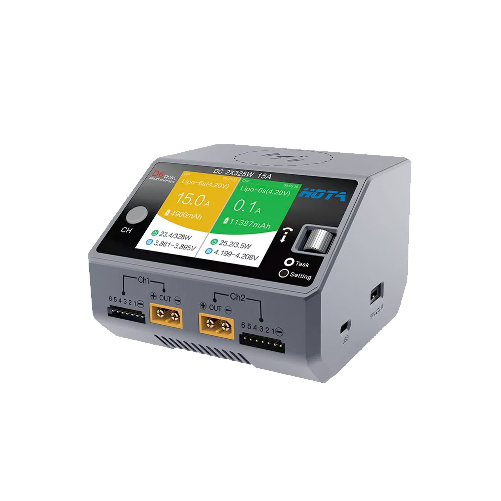 HOTA D6 Pro Dual Charger 1-6S AC200W/DC650W 15A w/ wireless cellphone charging