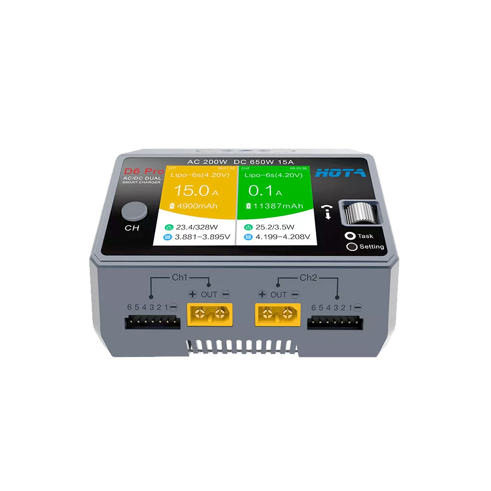 HOTA D6 Pro Dual Charger 1-6S AC200W/DC650W 15A w/ wireless cellphone charging