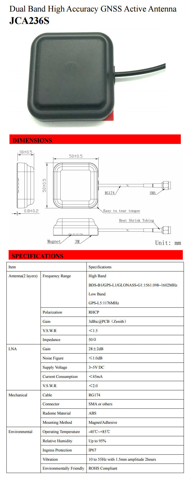 High Precision Multi Band GNSS Active Antenna
