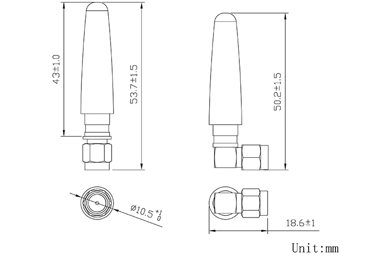 JCD401 868MHz RP-SMA Rubber Duck Antenna Pair