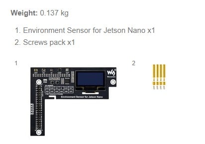 Environmental Sensor Module for Jetson Nano, I2C Bus, with 1.3inch OLED Display