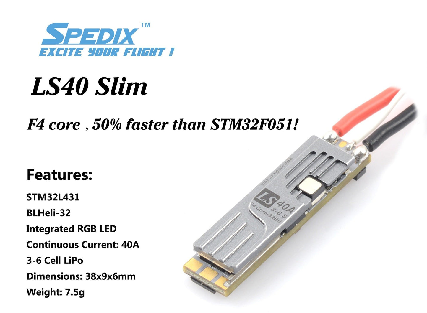 Spedix LS40 Slim 45A ESC (2-6S)