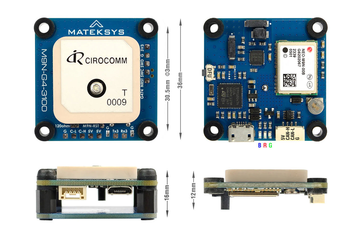 Matek AP_PERIPH DroneCAN GNSS M9N-G4-3100 (GPS+Compass)