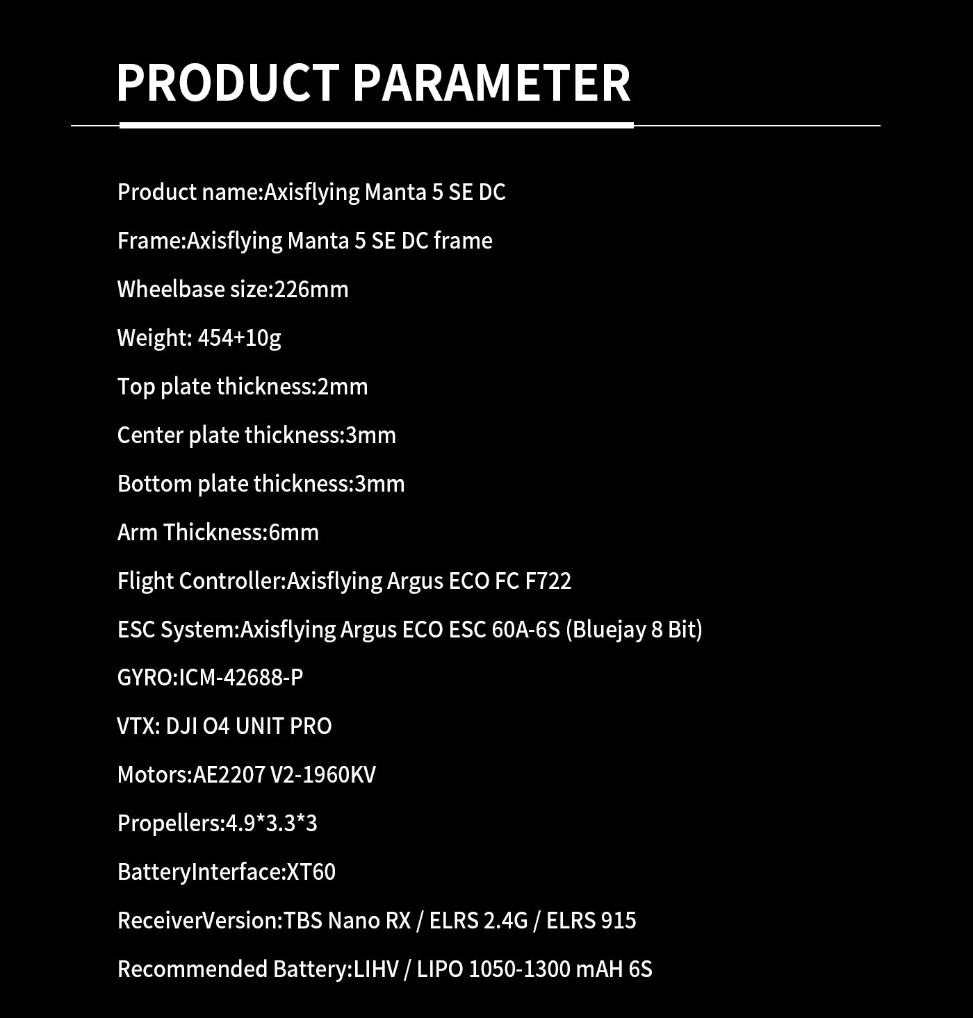 AxisFlying MANTA5 SE DeadCat DJI O4 Pro w/ GPS