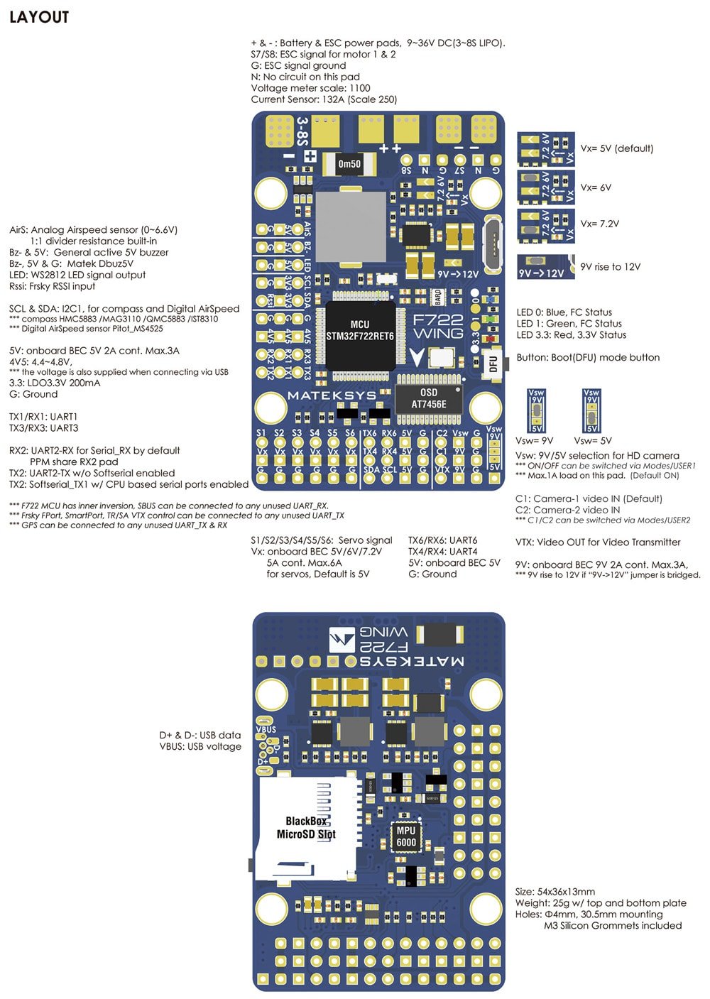 Matek F722 Wing Flight Controller
