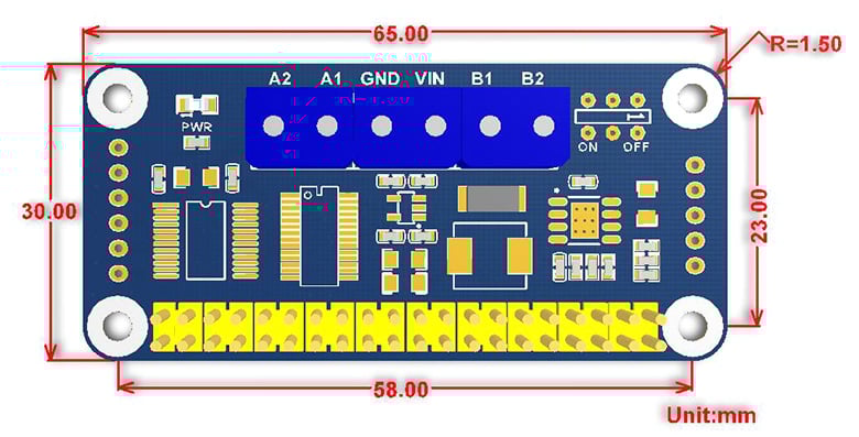 Motor Driver HAT for Raspberry Pi, I2C Interface