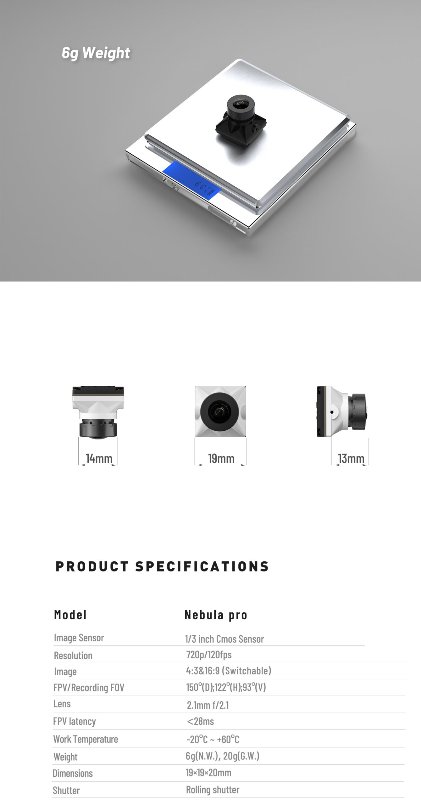 Caddx Nebula Pro HD Digital FPV Camera (720p/120fps)