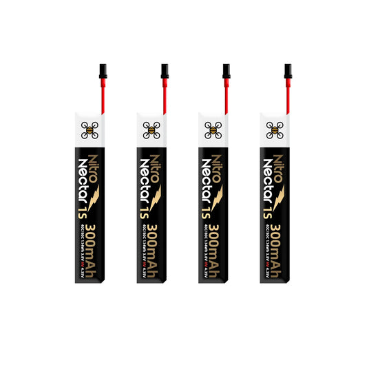 4-Pack NewBeeDrone Nitro Nectar Gold 300mAh 1S HV LiPo Battery with GNB27