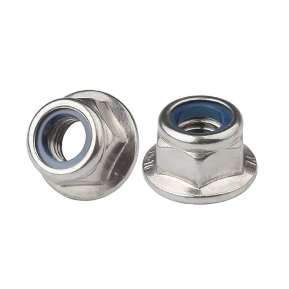 10pc M3/M5 Nylon Locking with Flange Nuts pack 304 steel