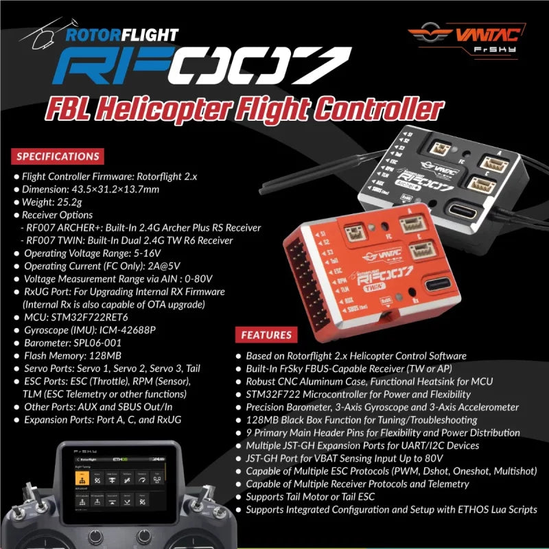 Rotorflight RF007 TWIN Flight Controller