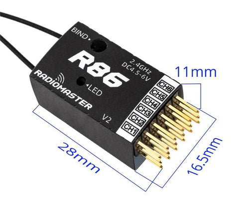 RadioMaster R86 V2 6CH FrSky D8/D16/SFHSS Compatible PWM Receiver
