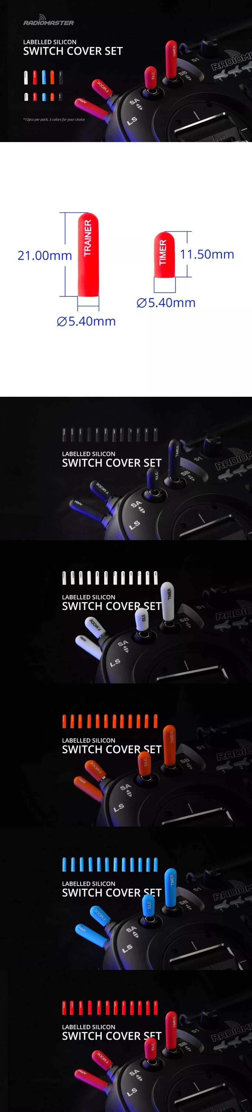 RadioMaster Labelled Silicon Switch Cover Set