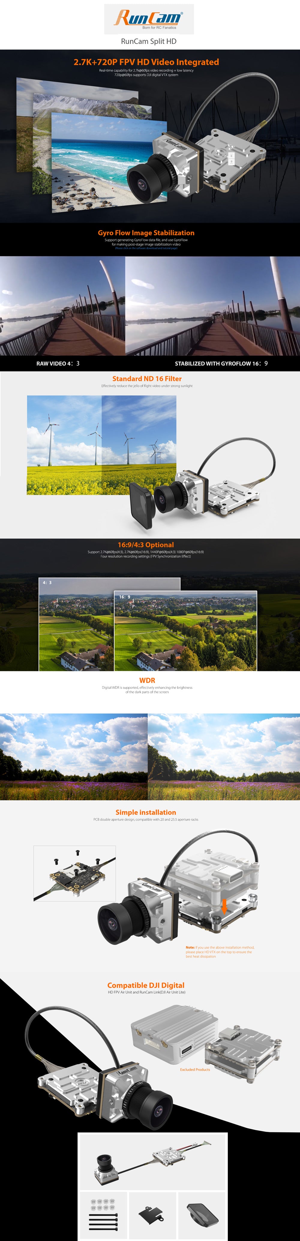 RunCam Split HD FPV Kit w/ Link + ND 16 Filter